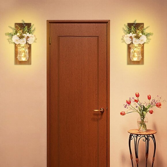 Handmade Wall Art Home Decor Design with Remote Control LED Lights 2PCS - Picture 5 of 11